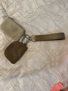 lululemon athletica olive green/tan double pouch belt bag